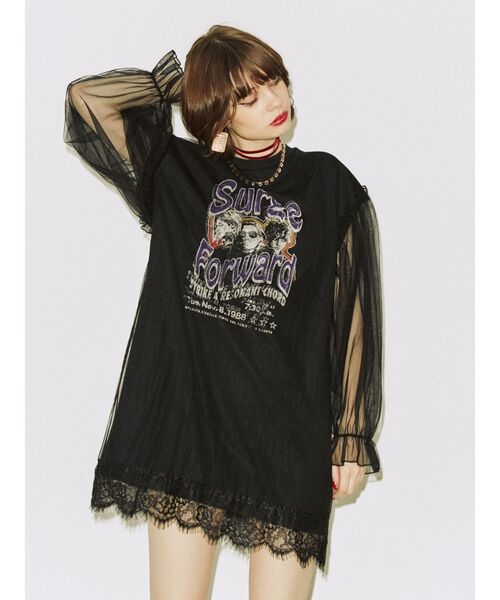 jouetie（ジュエティ）の「レースリメイクロックミニワンピース【カットソーワンピース】（ワンピース・レディース・ボルドー/アイボリー/ブラック・MEDIUM）」の15枚目の写真