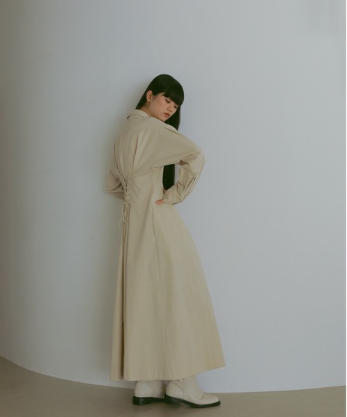 CASA FLINE(カーサフライン)の「バックレースアップシャツドレス(シャツワンピース・レディース・ネイビー/アイボリー/カーキ/ブラック・FREE)」の5枚目の写真