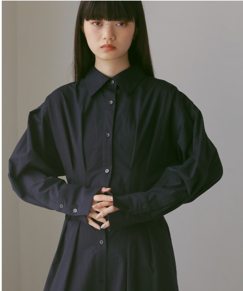 CASA FLINE(カーサフライン)の「バックレースアップシャツドレス(シャツワンピース・レディース・ネイビー/アイボリー/カーキ/ブラック・FREE)」の9枚目の写真