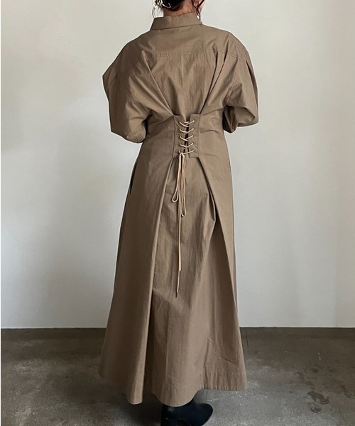 CASA FLINE(カーサフライン)の「バックレースアップシャツドレス(シャツワンピース・レディース・ネイビー/アイボリー/カーキ/ブラック・FREE)」の17枚目の写真