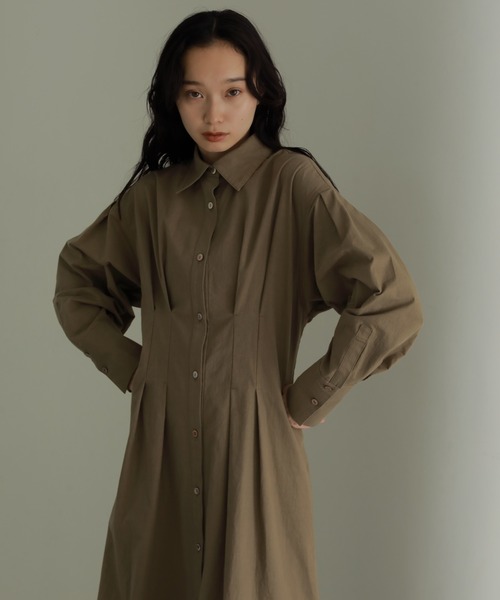 CASA FLINE(カーサフライン)の「バックレースアップシャツドレス(シャツワンピース・レディース・ネイビー/アイボリー/カーキ/ブラック・FREE)」の12枚目の写真
