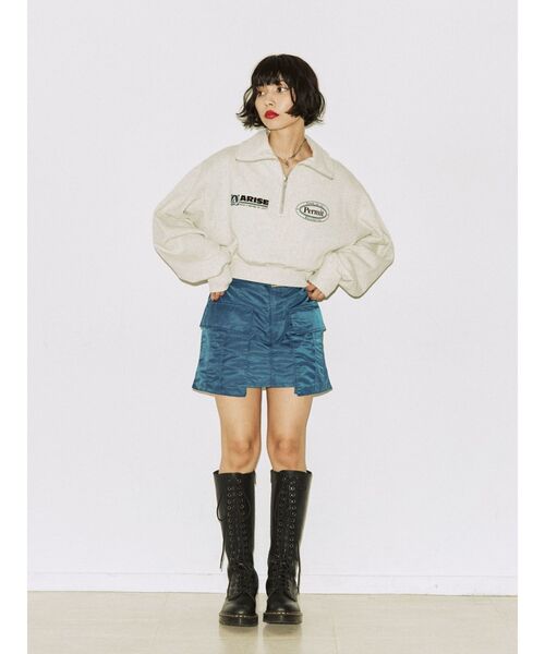 jouetie（ジュエティ）の「クロップドハーフZIPプルオーバー（スウェット・レディース・ブルー/グレー/ブラック・MEDIUM）」の11枚目の写真