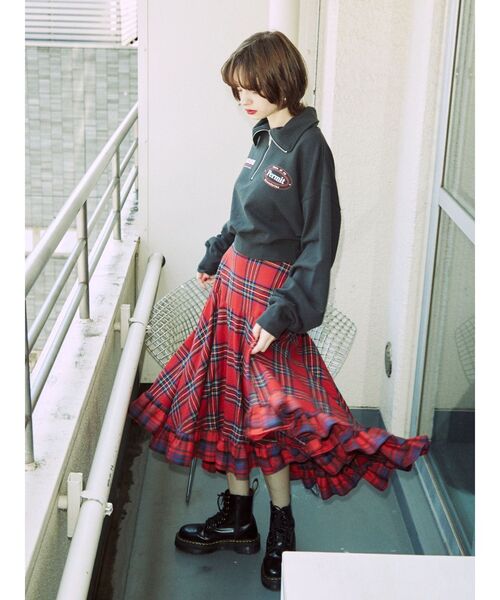 jouetie（ジュエティ）の「クロップドハーフZIPプルオーバー（スウェット・レディース・ブルー/グレー/ブラック・MEDIUM）」の18枚目の写真