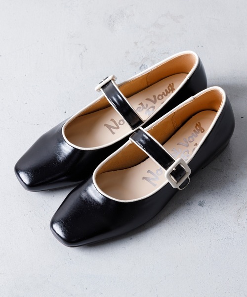 Noubel Voug Relax(ヌーベルヴォーグリラックス)の「スクエアトゥ ストラップ フラット パンプス(パンプス・レディース・アイボリー/ブラック/ベージュ・S/M/L/LL/3L)」の14枚目の写真