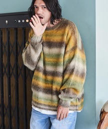ADAMPATEK/space dye brushed gradation boucle crew neck/グラデーションオーバーサイズクルーネックニット