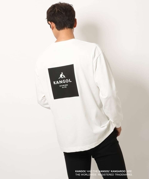a.v.v(アーヴェヴェ)の「【KANGOL】スクエアプリントワイドシルエットカットソー(Tシャツ/カットソー・メンズ・ホワイト/グリーン・46/48/50)」の1枚目の写真