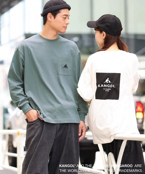 a.v.v(アーヴェヴェ)の「【KANGOL】スクエアプリントワイドシルエットカットソー(Tシャツ/カットソー・メンズ・ホワイト/グリーン・46/48/50)」の2枚目の写真