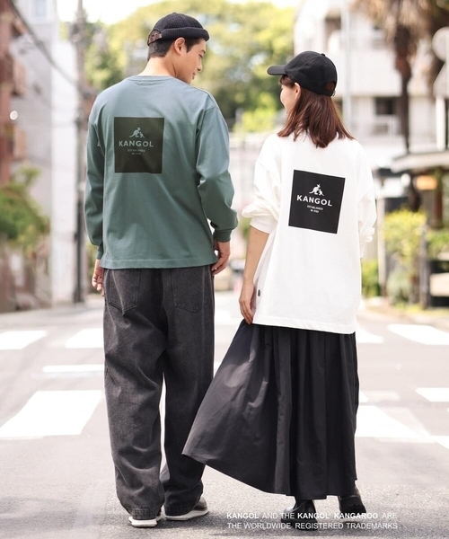 a.v.v(アーヴェヴェ)の「【KANGOL】スクエアプリントワイドシルエットカットソー(Tシャツ/カットソー・メンズ・ホワイト/グリーン・46/48/50)」の3枚目の写真