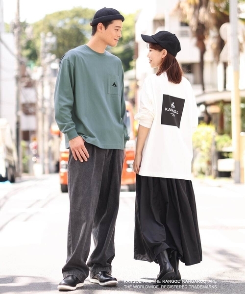 a.v.v(アーヴェヴェ)の「【KANGOL】スクエアプリントワイドシルエットカットソー(Tシャツ/カットソー・メンズ・ホワイト/グリーン・46/48/50)」の4枚目の写真