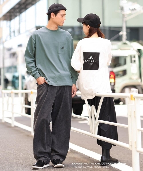 a.v.v(アーヴェヴェ)の「【KANGOL】スクエアプリントワイドシルエットカットソー(Tシャツ/カットソー・メンズ・ホワイト/グリーン・46/48/50)」の5枚目の写真