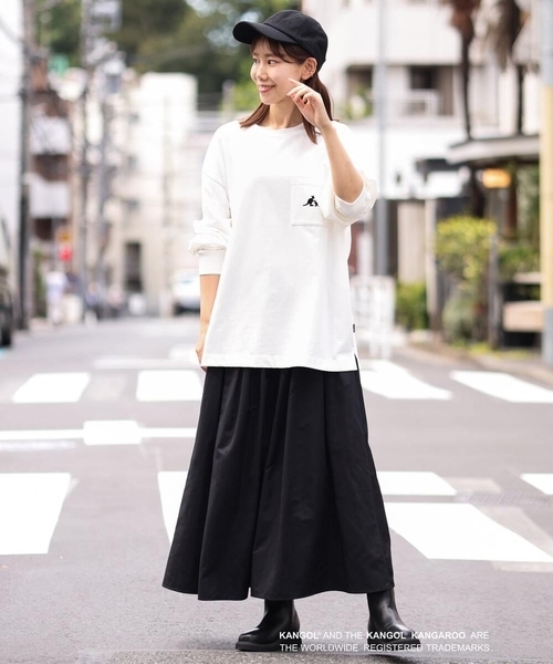 a.v.v(アーヴェヴェ)の「【KANGOL】スクエアプリントワイドシルエットカットソー(Tシャツ/カットソー・メンズ・ホワイト/グリーン・46/48/50)」の11枚目の写真