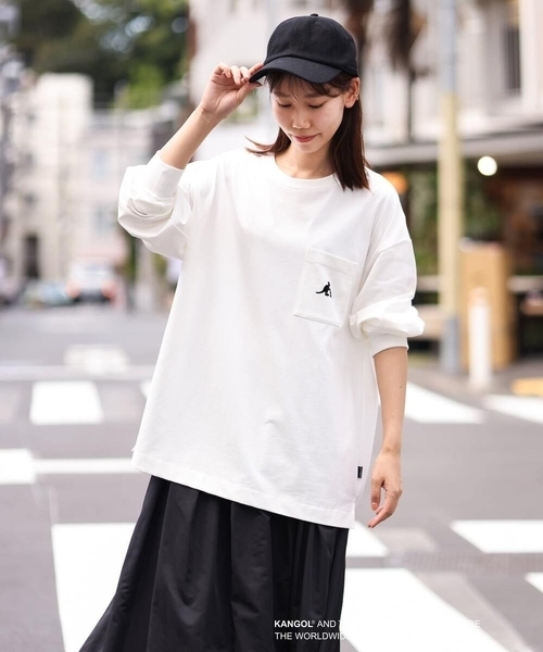 a.v.v(アーヴェヴェ)の「【KANGOL】スクエアプリントワイドシルエットカットソー(Tシャツ/カットソー・メンズ・ホワイト/グリーン・46/48/50)」の21枚目の写真