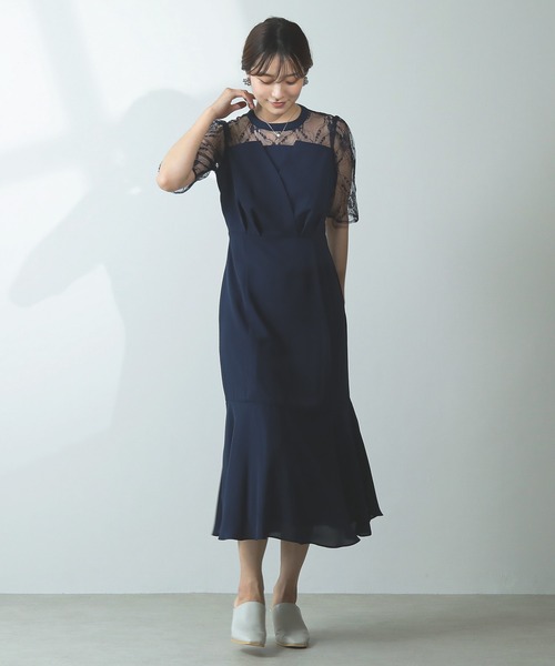 Kana(カナ)の「ビスチェ風 レース マーメイド バックリボン ワンピース パーティー ドレス 結婚式 お呼ばれ オケージョン(ドレス・レディース・ブラック/ネイビー/ピンクベージュ/ブルー・M/L)」の11枚目の写真