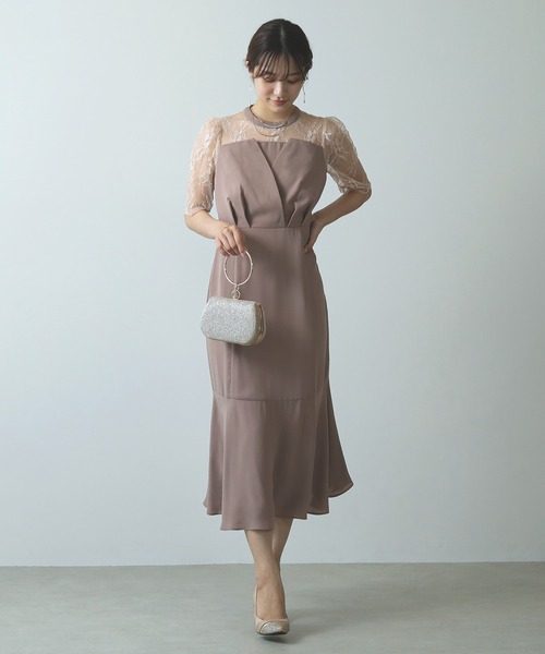 Kana(カナ)の「ビスチェ風 レース マーメイド バックリボン ワンピース パーティー ドレス 結婚式 お呼ばれ オケージョン(ドレス・レディース・ブラック/ネイビー/ピンクベージュ/ブルー・M/L)」の20枚目の写真