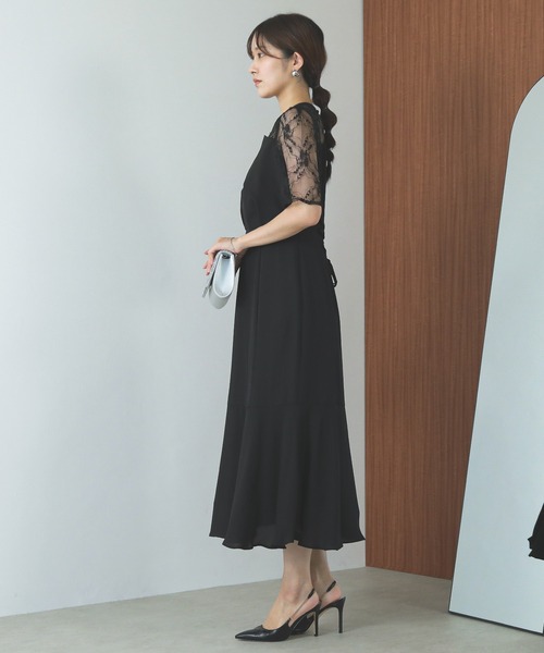 Kana(カナ)の「ビスチェ風 レース マーメイド バックリボン ワンピース パーティー ドレス 結婚式 お呼ばれ オケージョン(ドレス・レディース・ブラック/ネイビー/ピンクベージュ/ブルー・M/L)」の7枚目の写真