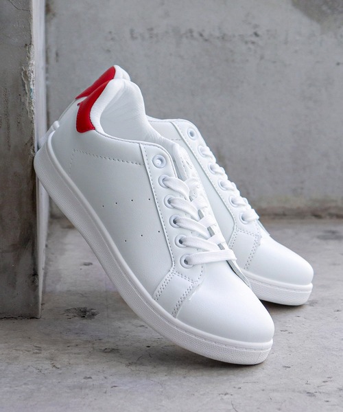 AAA+（サンエープラス）の「軽量 コートスタイルスニーカー（スニーカー・レディース・ホワイト×グリーン/ホワイト×ホワイト/ホワイト×ブラック/ブラック/ブラック×ブラック/ホワイト×レッド・40/41/37/35/38/39/36）」の2枚目の写真