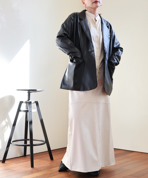 ULEULA（ウルア）の「フェイクレザーテーラードジャケット（テーラードジャケット・レディース・ブラック・FREE）」の7枚目の写真