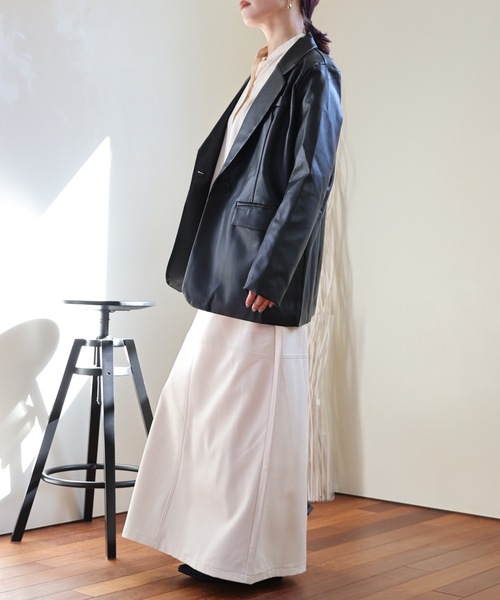 ULEULA（ウルア）の「フェイクレザーテーラードジャケット（テーラードジャケット・レディース・ブラック・FREE）」の9枚目の写真