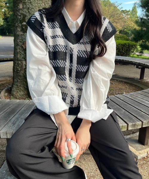 BRUNA BOINNEソルトチェックベスト　チェック柄ベスト サイズ1 DLARGE.JPG