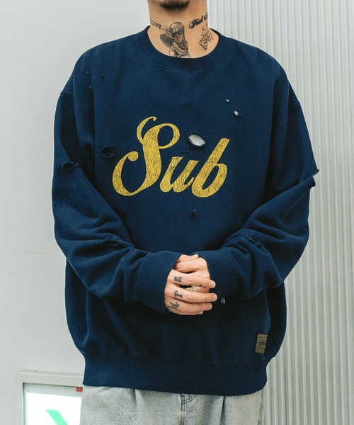 Subciety（サブサエティ）の「DAMEGED SWEAT（スウェット・メンズ・グレー/ネイビー/ブラック・MEDIUM/LARGE/SMALL/X-LARGE/XX-LARGE）」の4枚目の写真