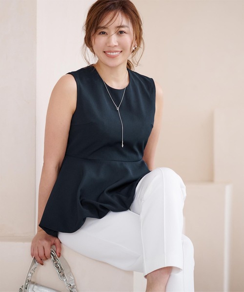 UR'S(ユアーズ)の「ノースリーブバルーンペプラムトップス(タンクトップ・レディース・ダークネイビー/ブラック/オフホワイト・S/M/L)」の21枚目の写真