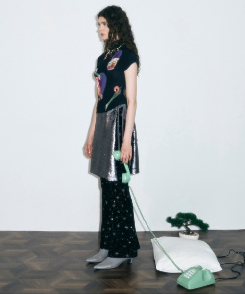 musubore - プリーツプリントトップス musubore tシャツ 「 select 」pleated print tops /プリーツ