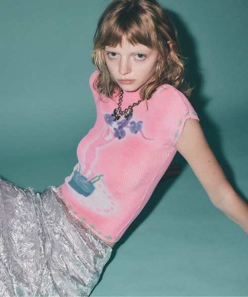 musubore pleated print tops プリーツプリントトップス pleatsed print tops / プリーツプリントトップス（Tシャツ
