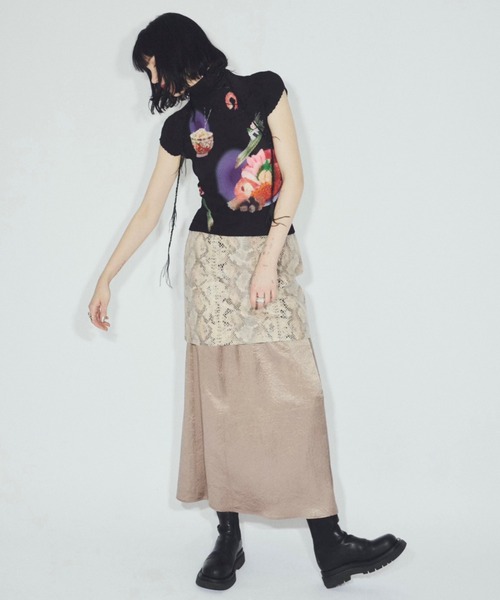 tシャツ 「 select 」pleated print tops /プリーツプリントトップス レディース musubore tシャツ 「 select 」pleated print tops /プリーツ