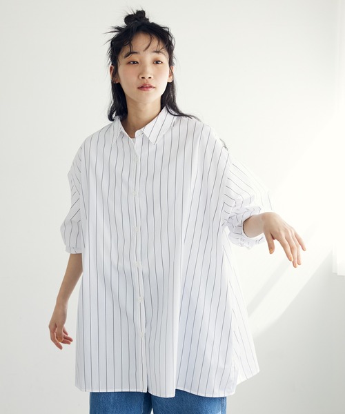 CRAFT STANDARD BOUTIQUE(クラフトスタンダードブティック)の「イージーケアオーバーシャツ(シャツ/ブラウス・レディース・ブルー系その他6/ネイビー系2/ホワイト系その他/グリーン系その他3・FREE)」の2枚目の写真
