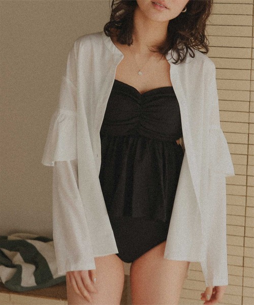 titivate（ティティベイト）の「バックフリルデザインシャツ/ラッシュガード（ラッシュガード・レディース・ブルー系その他2/ホワイト/ブルー系その他・L/M）」の17枚目の写真