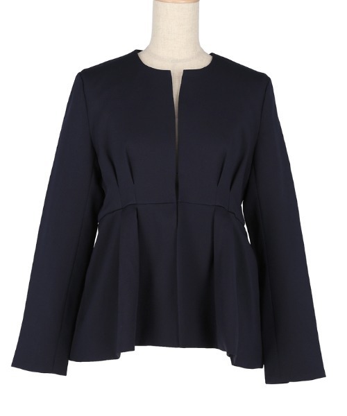 coca(coca)(コカ)の「セットアップ対応ぺプラムジャケット(ノーカラージャケット・レディース・ネイビー/ライトベージュ・M/L)」の17枚目の写真