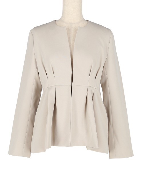 coca(coca)(コカ)の「セットアップ対応ぺプラムジャケット(ノーカラージャケット・レディース・ネイビー/ライトベージュ・M/L)」の19枚目の写真