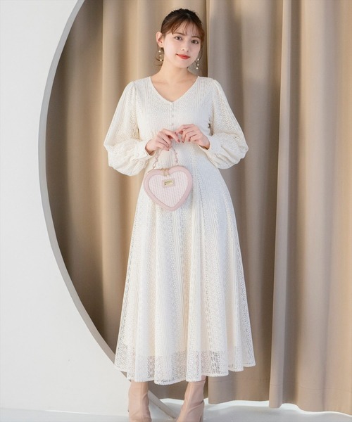 WILLSELECTION（ウィルセレクション）の「レースフレアワンピース（ワンピース・レディース・ブラック/ピンク/オフホワイト・FREE）」の2枚目の写真