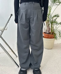 SPINNS | サイドリボンデザイン タックパンツ(スラックス)