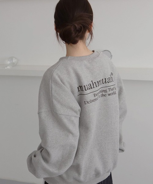 muahmuah(ムーアムーア)の「A'GEM/9 × .kom『muah muah/ムーアムーア』LETTERING LOGO MTM/レタリングロゴ スウェット(スウェット・レディース・ブラック/グレー・FREE)」の18枚目の写真