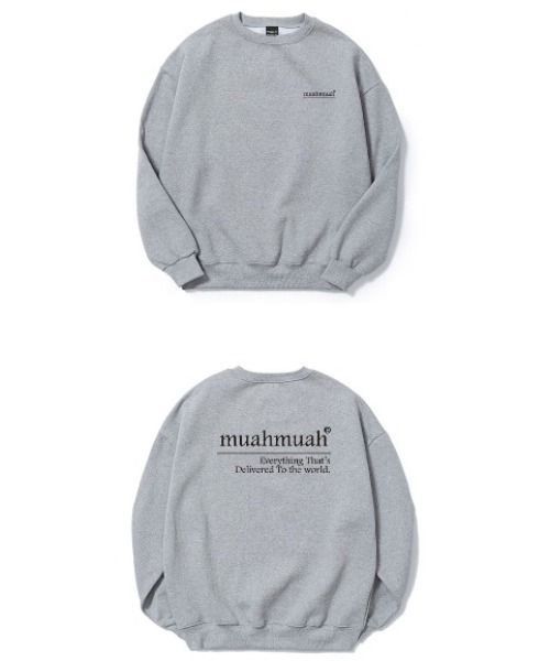 muahmuah(ムーアムーア)の「A'GEM/9 × .kom『muah muah/ムーアムーア』LETTERING LOGO MTM/レタリングロゴ スウェット(スウェット・レディース・ブラック/グレー・FREE)」の4枚目の写真