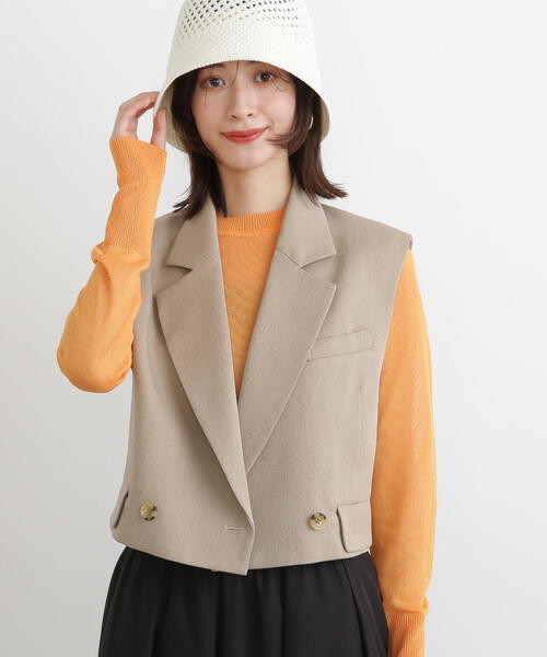 N.（N. Natural Beauty Basic）（エヌエヌナチュラルビューティーベーシック）の「◆ショートテイラージレ（ベスト・レディース・ベージュ/ブラウン・MEDIUM）」の9枚目の写真