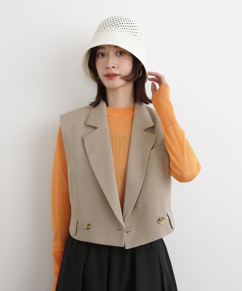 N.（N. Natural Beauty Basic）（エヌエヌナチュラルビューティーベーシック）の「◆ショートテイラージレ（ベスト・レディース・ベージュ/ブラウン・MEDIUM）」の14枚目の写真