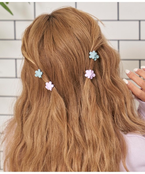 anap mimpi（アナップミンピ）の「4SET フラワー ミニ ヘアクリップ（バレッタ/ヘアクリップ・レディース・ホワイト/オレンジ/ラベンダー・FREE）」の2枚目の写真