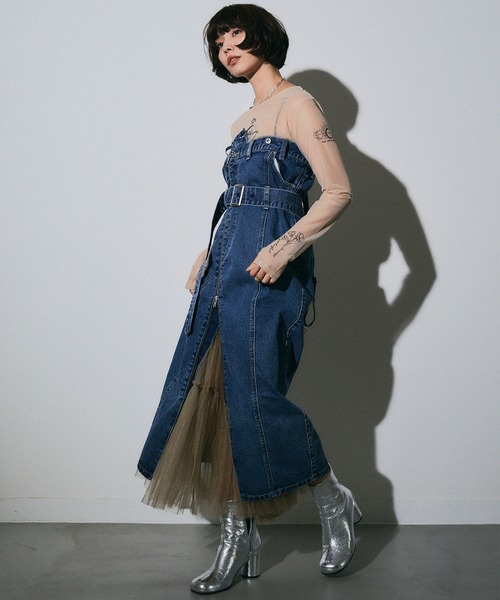 ※新品タグつき　マルチウェイデニムジャンパースカート【ELLEgirl】 マルチウェイデニムジャンパースカート ELLEgirl｜クロスプラス