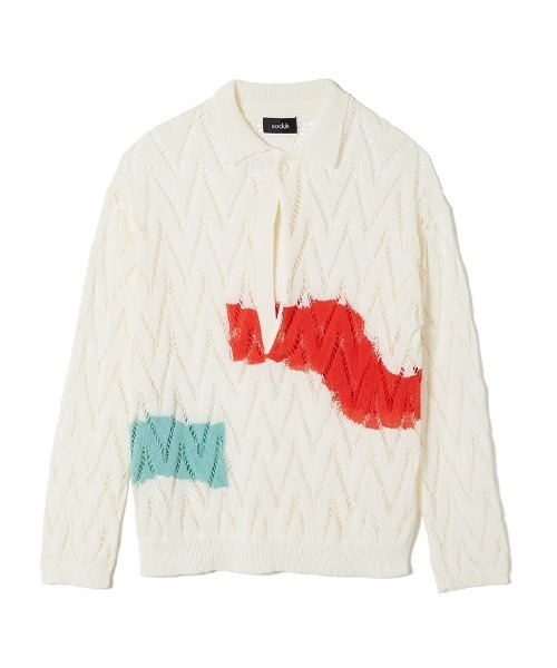 soduk（スドーク）の「painting knit polo（ニット/セーター