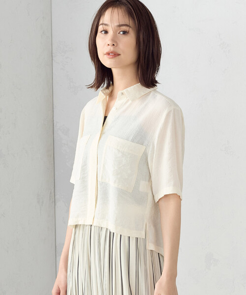COMME CA ISM(コムサイズム)の「楊柳 クロップト 半袖シャツ(シャツ/ブラウス・レディース・キナリ/ブラック・LARGE/MEDIUM)」の10枚目の写真
