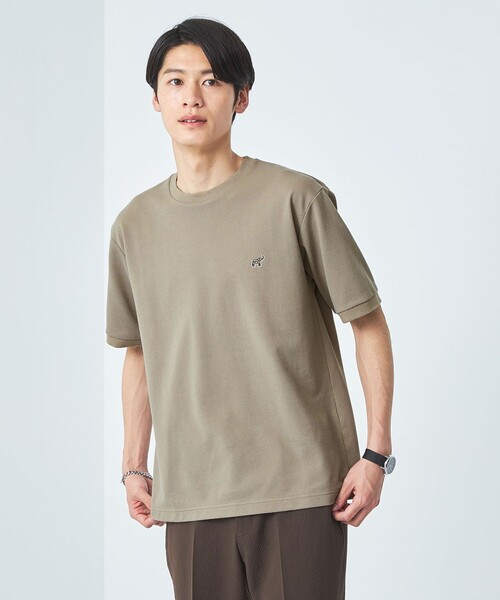 green label relaxing（グリーンレーベルリラクシング）の「【WEB限定】ドライクリーン 半袖 Tシャツ -吸水速乾・抗菌-（Tシャツ/カットソー・メンズ・ブラック/オフホワイト/グレー/ダークグリーン/ベージュ/ネイビー・S/M/L/XL/XXL）」の8枚目の写真