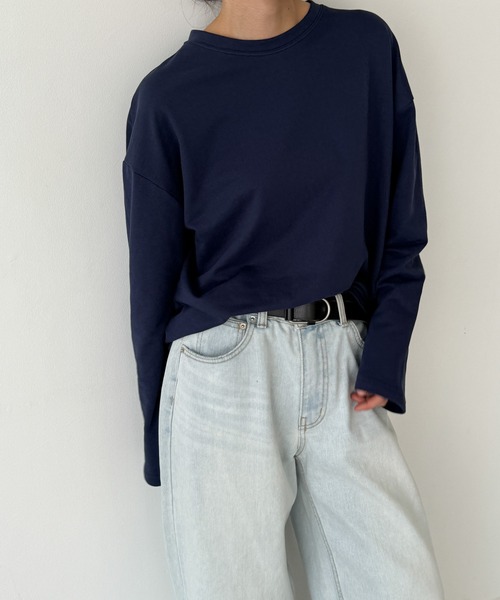 CANAL JEAN（キャナルジーン）の「El mar　カラーミニ裏毛ロンT（Tシャツ/カットソー・レディース・ネイビー/イエロー/オレンジ/ホワイト・ONE SIZE）」の2枚目の写真