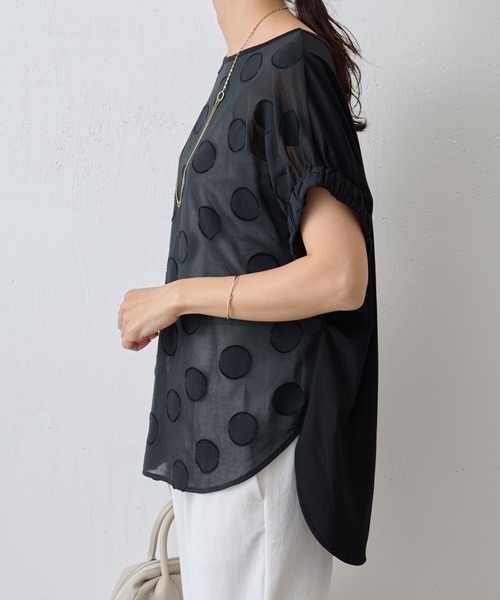 BEARDSLEY（ビアズリー）の「ドットジャガードプルオーバー（シャツ/ブラウス・レディース・ブラック・FREE）」の6枚目の写真
