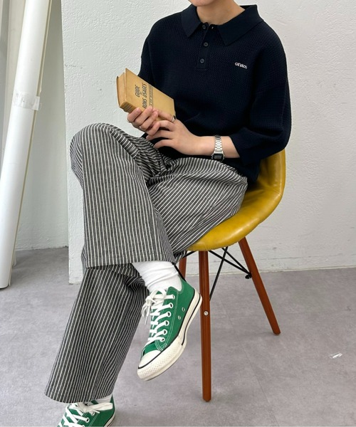 GEVACO(ゲバコ)の「【UNISEX】【GEVACO / ゲバコ】透かし編みニットポロ(ポロシャツ・メンズ・ネイビー/アイボリー/ミント・SMALL/MEDIUM/LARGE)」の11枚目の写真