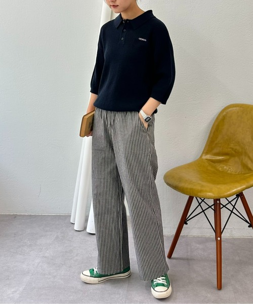 GEVACO(ゲバコ)の「【UNISEX】【GEVACO / ゲバコ】透かし編みニットポロ(ポロシャツ・メンズ・ネイビー/アイボリー/ミント・SMALL/MEDIUM/LARGE)」の7枚目の写真