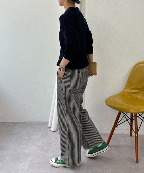 GEVACO(ゲバコ)の「【UNISEX】【GEVACO / ゲバコ】透かし編みニットポロ(ポロシャツ・メンズ・ネイビー/アイボリー/ミント・SMALL/MEDIUM/LARGE)」の5枚目の写真