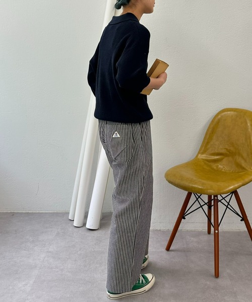 GEVACO(ゲバコ)の「【UNISEX】【GEVACO / ゲバコ】透かし編みニットポロ(ポロシャツ・メンズ・ネイビー/アイボリー/ミント・SMALL/MEDIUM/LARGE)」の4枚目の写真