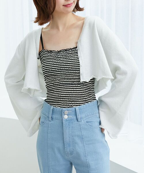 MAJESTIC LEGON(マジェスティックレゴン)の「レディラメニットカーデ(カーディガン/ボレロ・レディース・アイボリー/ピンクベージュ/ライトグレー・MEDIUM)」の8枚目の写真